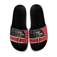 Kenya Jamhuri Day Slide Sandals One People One Nation Massai Shuka Pattern - Wonder Print Shop
