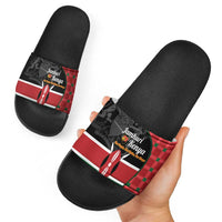 Kenya Jamhuri Day Slide Sandals One People One Nation Massai Shuka Pattern - Wonder Print Shop