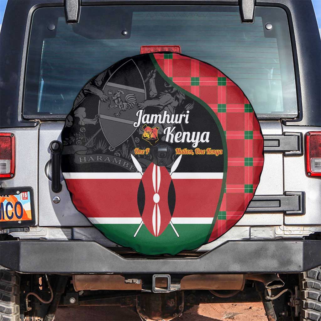 Kenya Jamhuri Day Spare Tire Cover One People One Nation Massai Shuka Pattern - Wonder Print Shop