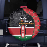 Kenya Jamhuri Day Spare Tire Cover One People One Nation Massai Shuka Pattern - Wonder Print Shop