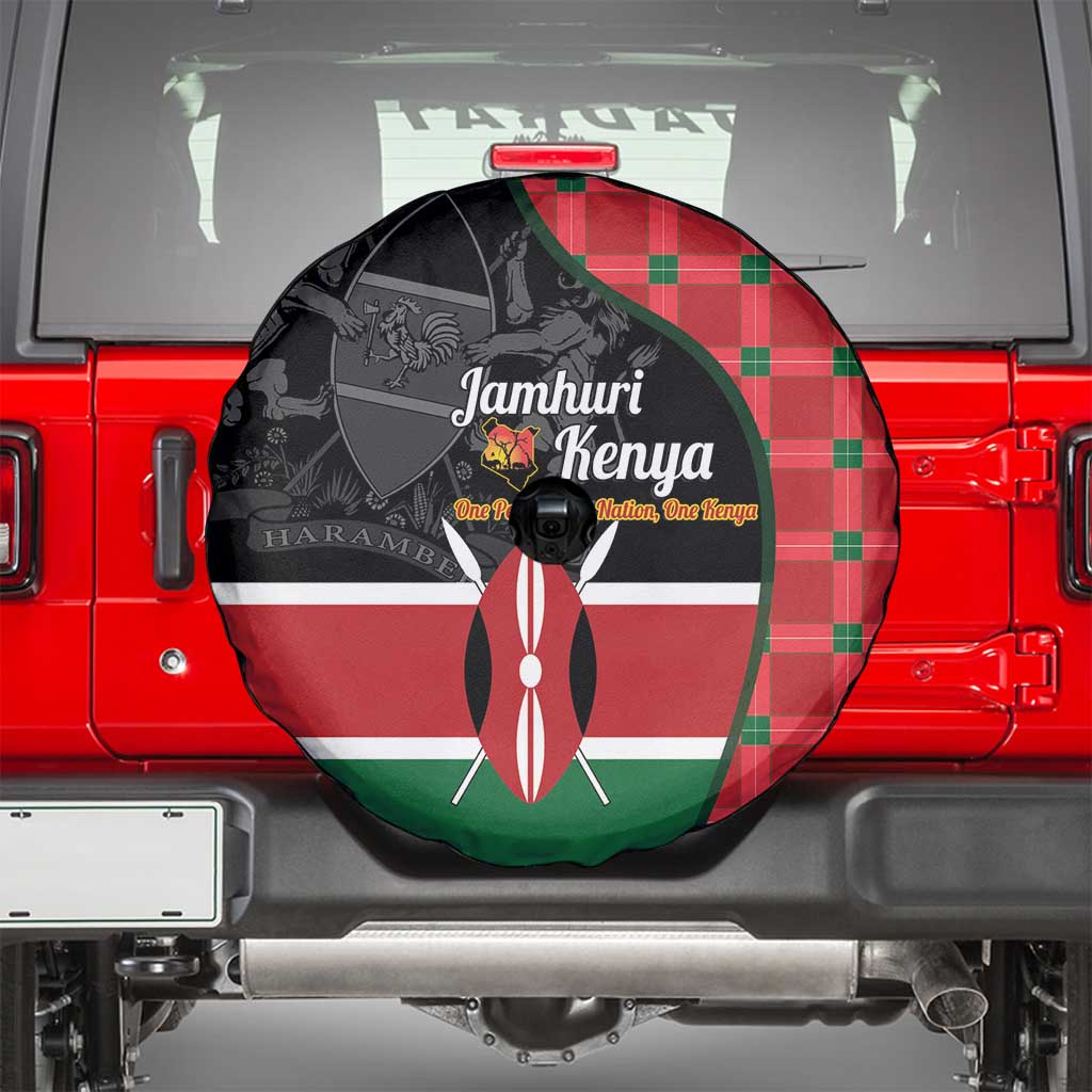 Kenya Jamhuri Day Spare Tire Cover One People One Nation Massai Shuka Pattern - Wonder Print Shop