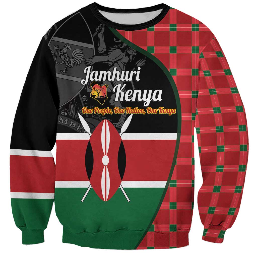 Kenya Jamhuri Day Sweatshirt One People One Nation Massai Shuka Pattern - Wonder Print Shop