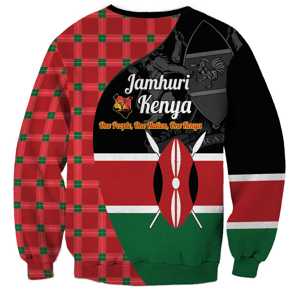 Kenya Jamhuri Day Sweatshirt One People One Nation Massai Shuka Pattern - Wonder Print Shop