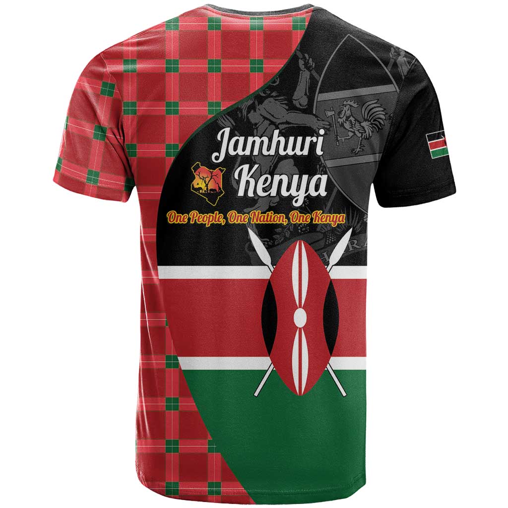 Kenya Jamhuri Day T Shirt One People One Nation Massai Shuka Pattern - Wonder Print Shop