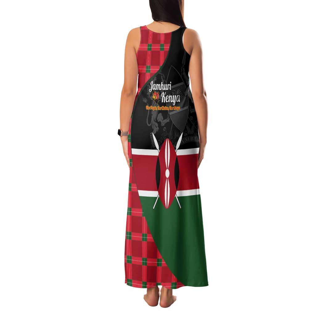 Kenya Jamhuri Day Tank Maxi Dress One People One Nation Massai Shuka Pattern - Wonder Print Shop