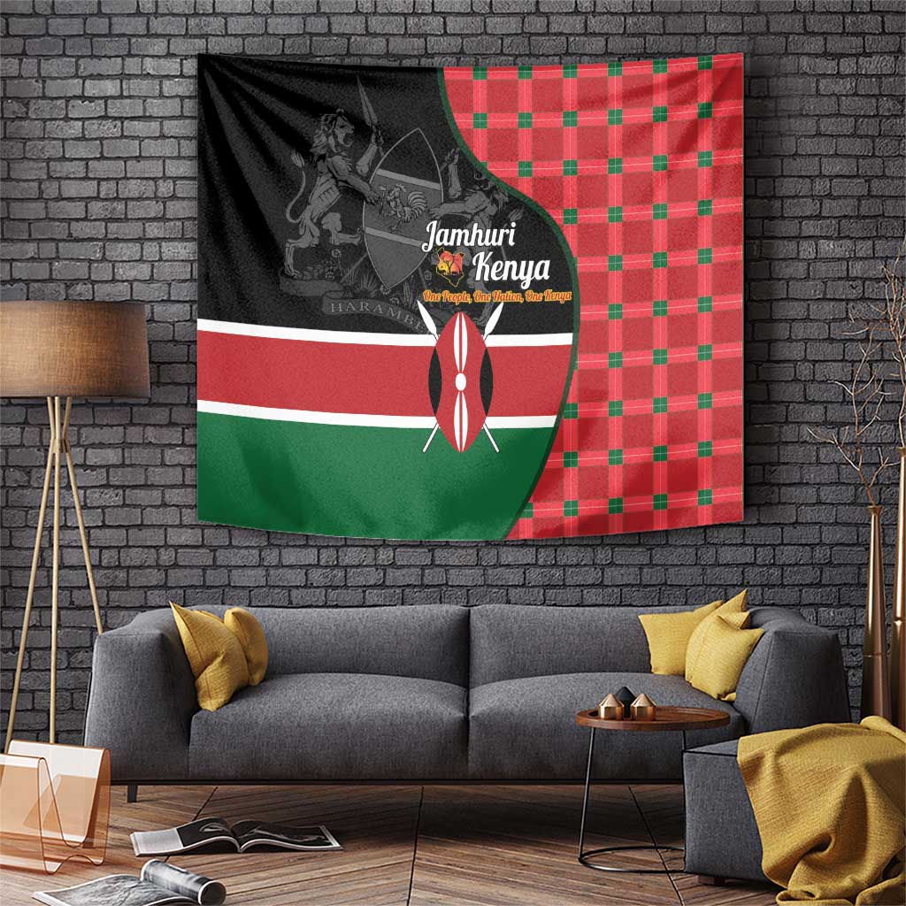 Kenya Jamhuri Day Tapestry One People One Nation Massai Shuka Pattern - Wonder Print Shop