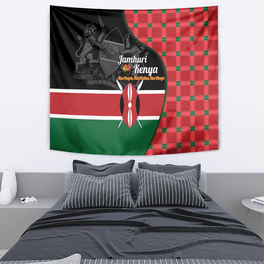Kenya Jamhuri Day Tapestry One People One Nation Massai Shuka Pattern - Wonder Print Shop