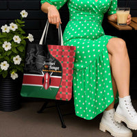 Kenya Jamhuri Day Tote Bag One People One Nation Massai Shuka Pattern - Wonder Print Shop