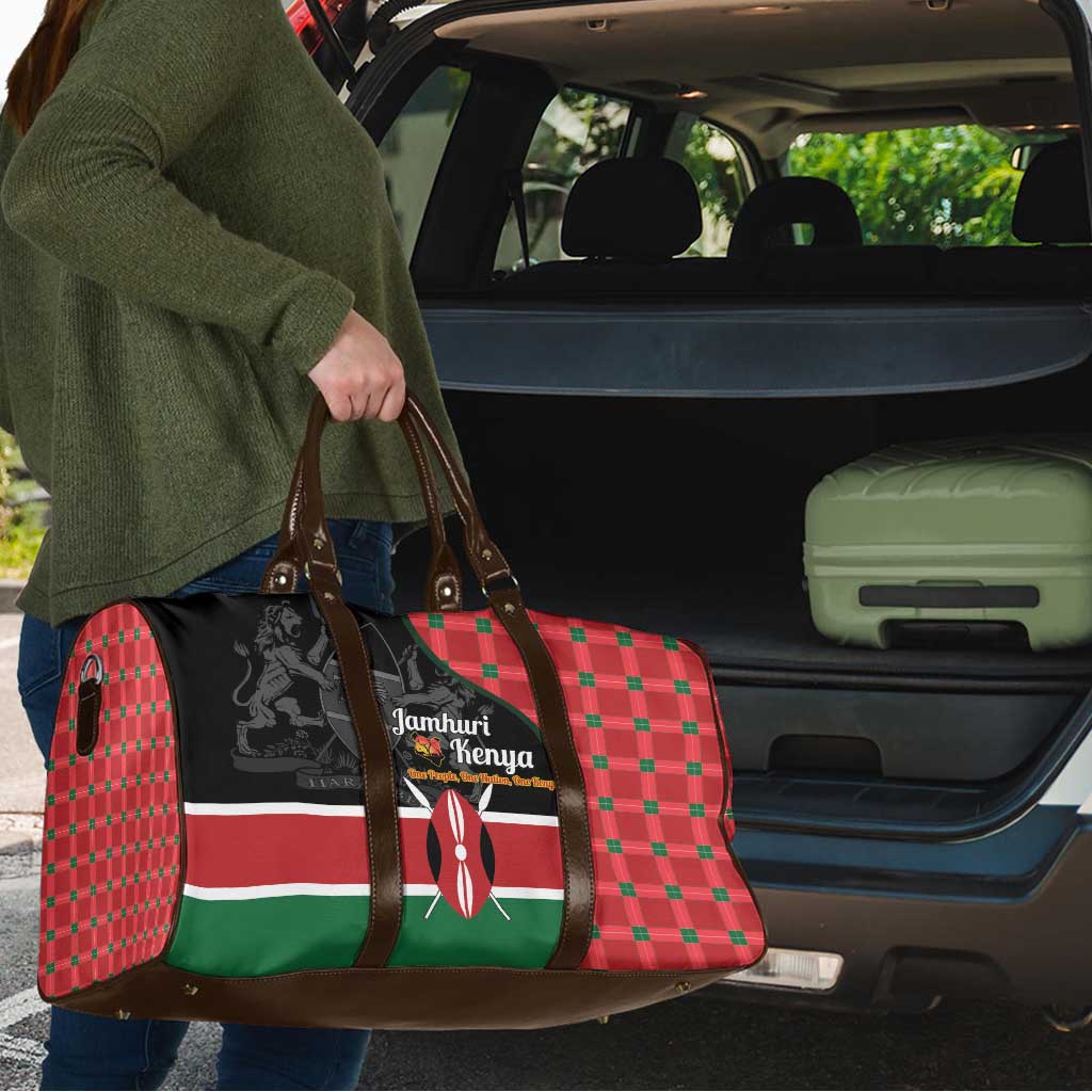 Kenya Jamhuri Day Travel Bag One People One Nation Massai Shuka Pattern - Wonder Print Shop