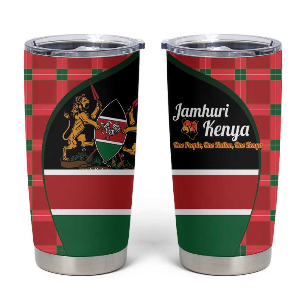 Kenya Jamhuri Day Tumbler Cup One People One Nation Massai Shuka Pattern - Wonder Print Shop