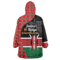 Kenya Jamhuri Day Wearable Blanket Hoodie One People One Nation Massai Shuka Pattern - Wonder Print Shop