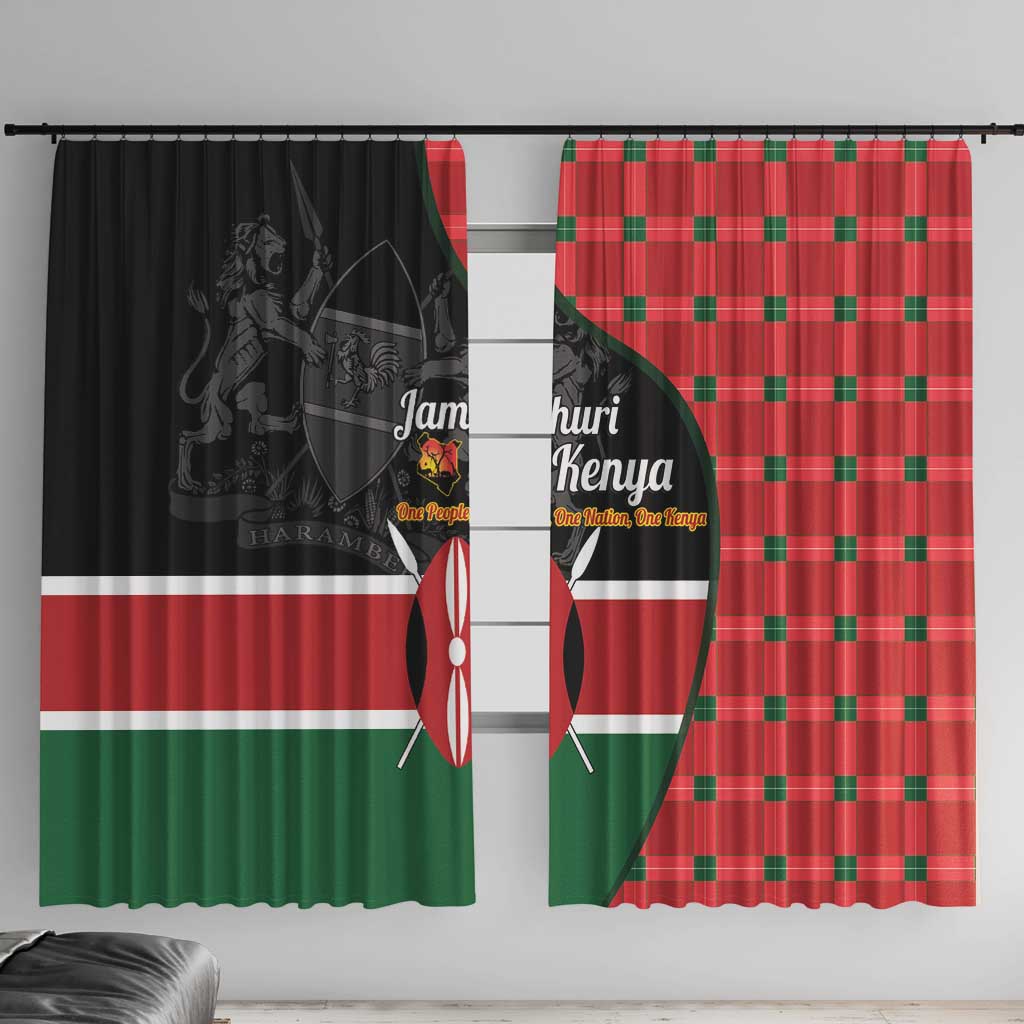 Kenya Jamhuri Day Window Curtain One People One Nation Massai Shuka Pattern - Wonder Print Shop