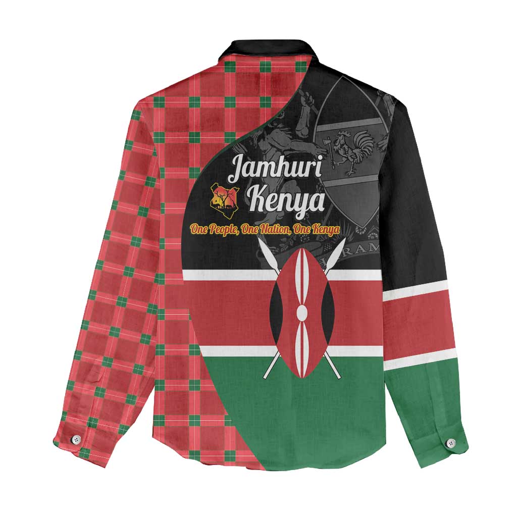 Kenya Jamhuri Day Women Casual Shirt One People One Nation Massai Shuka Pattern - Wonder Print Shop