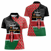 Kenya Jamhuri Day Women Polo Shirt One People One Nation Massai Shuka Pattern - Wonder Print Shop