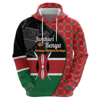 Kenya Jamhuri Day Zip Hoodie One People One Nation Massai Shuka Pattern - Wonder Print Shop