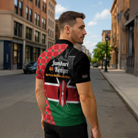 Kenya Jamhuri Day Zipper Polo Shirt One People One Nation Massai Shuka Pattern - Wonder Print Shop