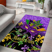 Mardi Gras Area Rug Carnival Mask Happy Fat Tuesday - Wonder Print Shop
