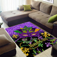 Mardi Gras Area Rug Carnival Mask Happy Fat Tuesday - Wonder Print Shop