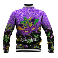 Personalised Mardi Gras Baseball Jacket Carnival Mask Happy Fat Tuesday - Wonder Print Shop