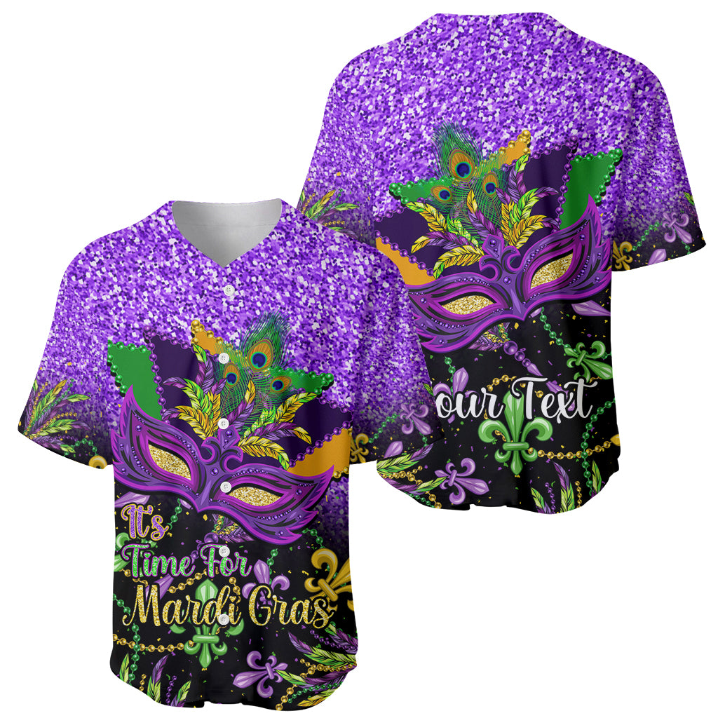 Personalised Mardi Gras Baseball Jersey Carnival Mask Happy Fat Tuesday - Wonder Print Shop