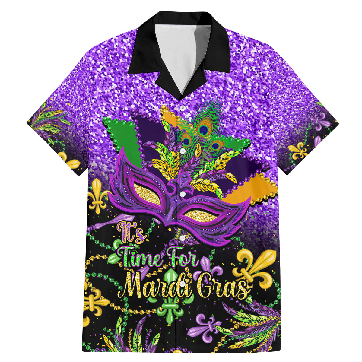 Personalised Mardi Gras Family Matching Mermaid Dress and Hawaiian Shirt Carnival Mask Happy Fat Tuesday - Wonder Print Shop