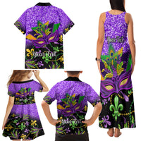 Personalised Mardi Gras Family Matching Tank Maxi Dress and Hawaiian Shirt Carnival Mask Happy Fat Tuesday - Wonder Print Shop