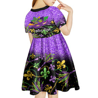 Personalised Mardi Gras Kid Short Sleeve Dress Carnival Mask Happy Fat Tuesday - Wonder Print Shop