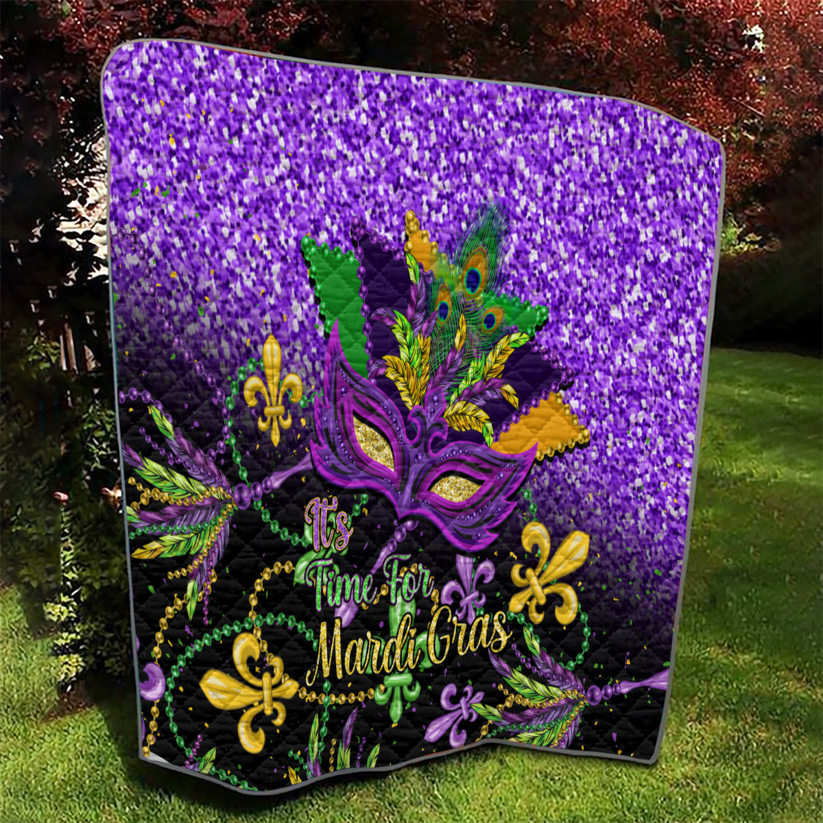 Mardi Gras Quilt Carnival Mask Happy Fat Tuesday - Wonder Print Shop