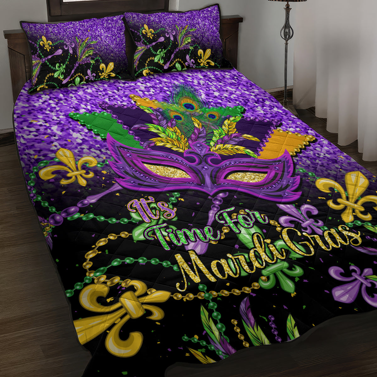 Personalised Mardi Gras Quilt Bed Set Carnival Mask Happy Fat Tuesday