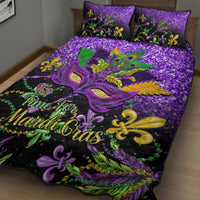 Mardi Gras Quilt Bed Set Carnival Mask Happy Fat Tuesday - Wonder Print Shop