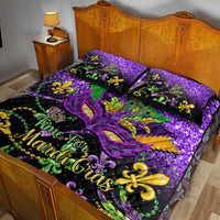 Mardi Gras Quilt Bed Set Carnival Mask Happy Fat Tuesday - Wonder Print Shop