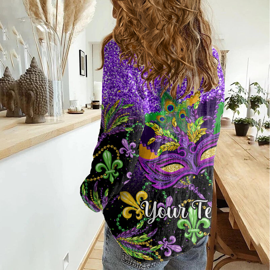 Personalised Mardi Gras Women Casual Shirt Carnival Mask Happy Fat Tuesday - Wonder Print Shop