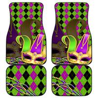 Mardi Gras 2024 Car Mats Jester Mask With Beads Colorful Version - Wonder Print Shop