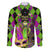 Mardi Gras 2024 Family Matching Long Sleeve Bodycon Dress and Hawaiian Shirt Jester Mask With Beads Colorful Version - Wonder Print Shop