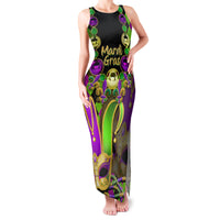 Mardi Gras 2024 Family Matching Tank Maxi Dress and Hawaiian Shirt Jester Mask With Beads Colorful Version - Wonder Print Shop