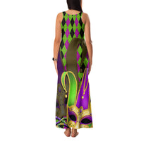 Mardi Gras 2024 Family Matching Tank Maxi Dress and Hawaiian Shirt Jester Mask With Beads Colorful Version - Wonder Print Shop