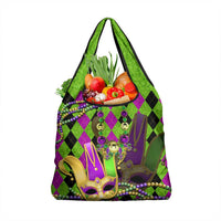 Mardi Gras Grocery Bag Jester Mask With Beads Colorful Version