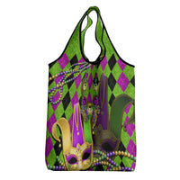 Mardi Gras Grocery Bag Jester Mask With Beads Colorful Version