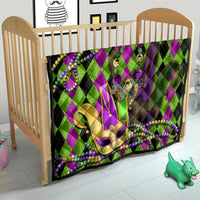 Mardi Gras 2024 Quilt Jester Mask With Beads Colorful Version - Wonder Print Shop