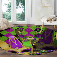 Mardi Gras 2024 Round Carpet Jester Mask With Beads Colorful Version