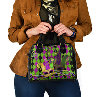 Mardi Gras 2024 Shoulder Handbag Jester Mask With Beads Colorful Version