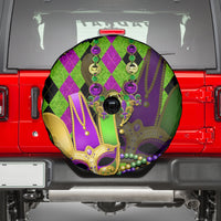 Mardi Gras 2024 Spare Tire Cover Jester Mask With Beads Colorful Version - Wonder Print Shop