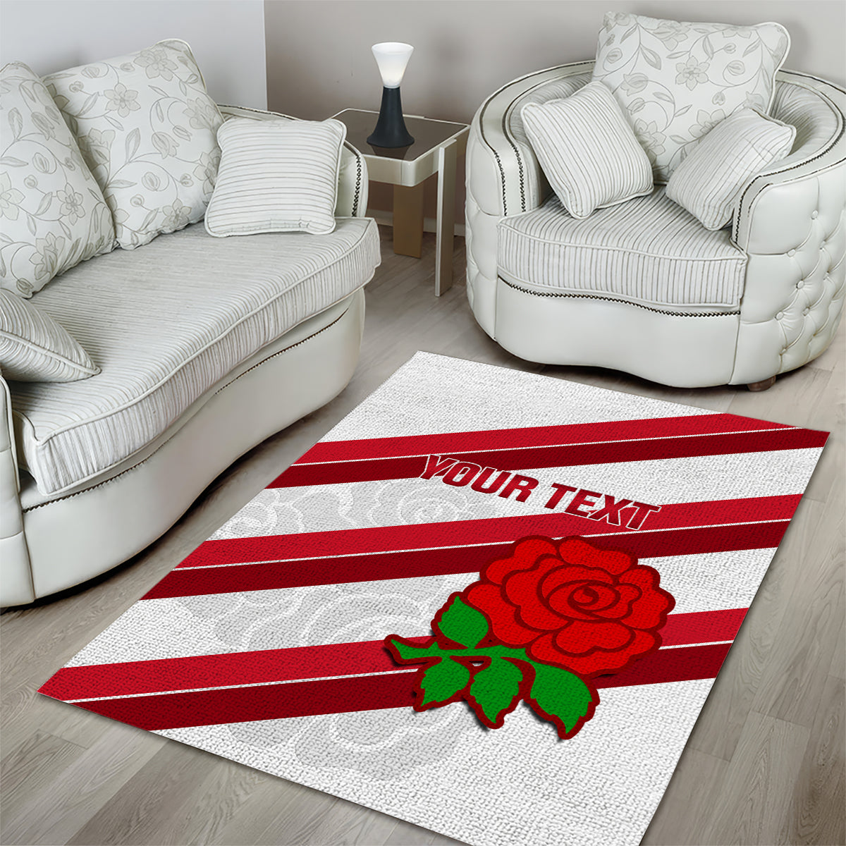 Custom England Rugby Area Rug 2024 Go Champions Red Rose Sporty Version - Wonder Print Shop
