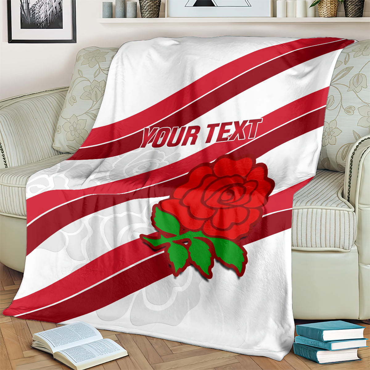 Custom England Rugby Blanket 2024 Go Champions Red Rose Sporty Version