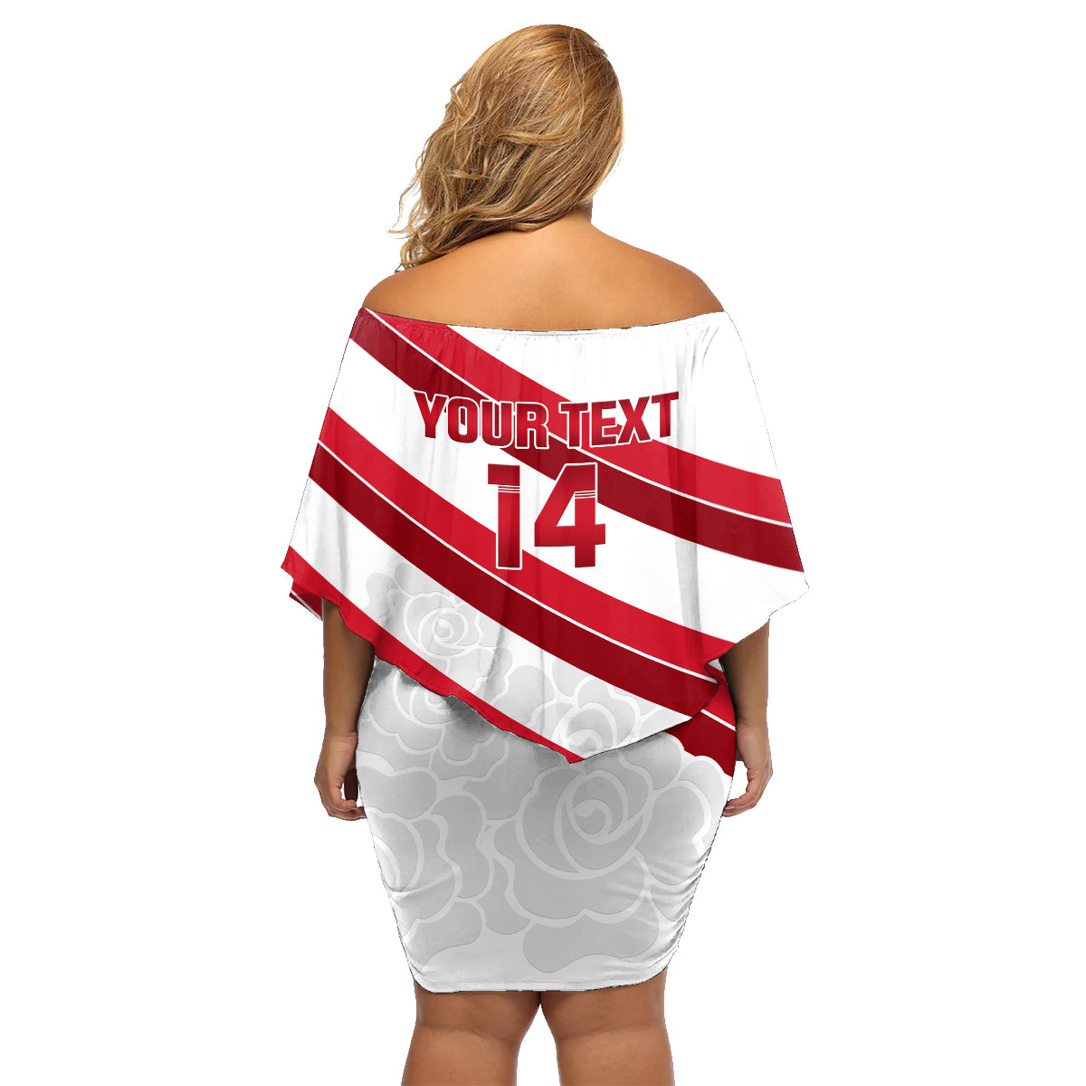 Custom England Rugby Family Matching Off Shoulder Short Dress and Hawaiian Shirt 2024 Go Champions Red Rose Sporty Version - Wonder Print Shop