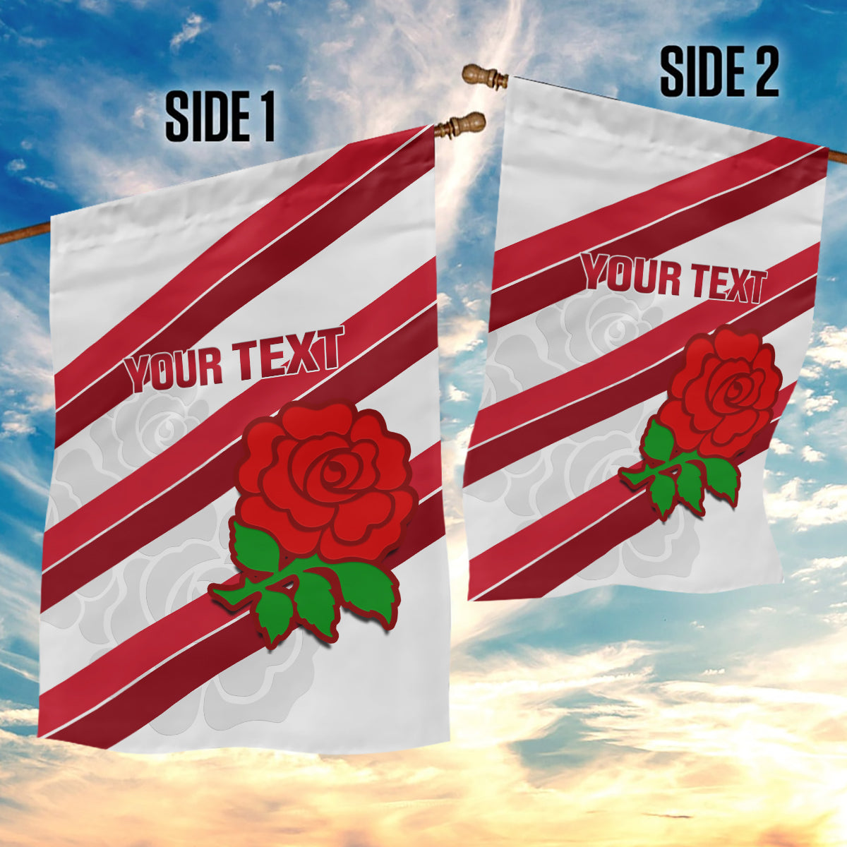 Custom England Rugby Garden Flag 2024 Go Champions Red Rose Sporty Version - Wonder Print Shop