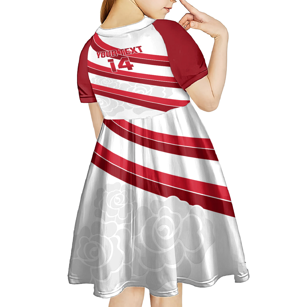 Custom England Rugby Kid Short Sleeve Dress 2024 Go Champions Red Rose Sporty Version - Wonder Print Shop