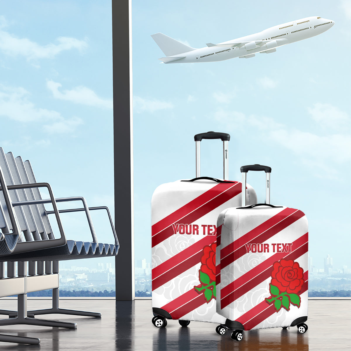Custom England Rugby Luggage Cover 2024 Go Champions Red Rose Sporty Version - Wonder Print Shop