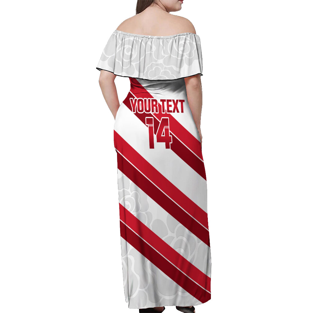 Custom England Rugby Off Shoulder Maxi Dress 2024 Go Champions Red Rose Sporty Version - Wonder Print Shop