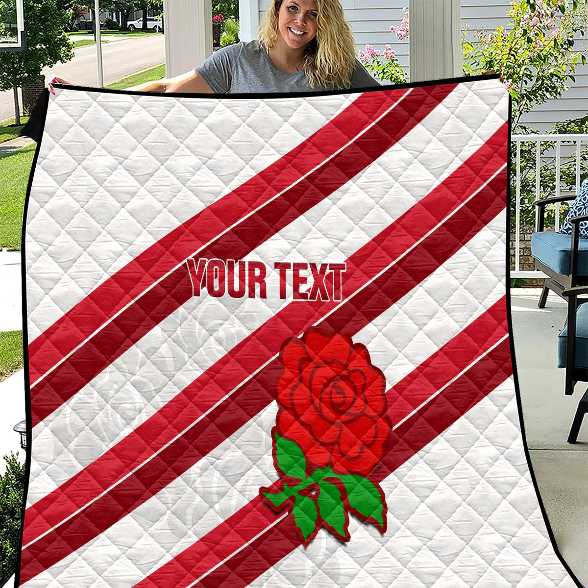Custom England Rugby Quilt 2024 Go Champions Red Rose Sporty Version - Wonder Print Shop
